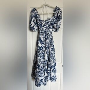 Abercrombie & Fitch Emerson Poplin Puff Sleeve Midi Dress